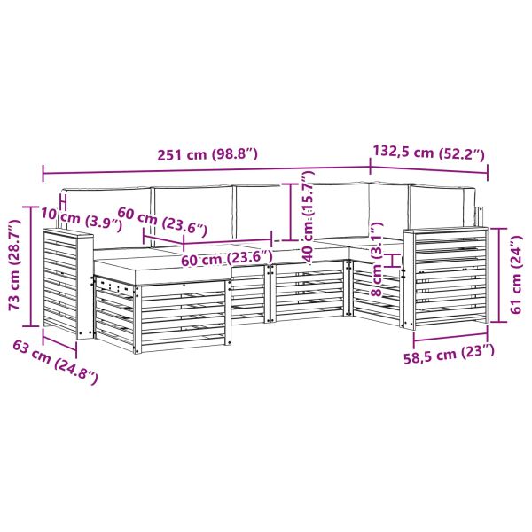 Комплекти дивани 6 pcs Натурален и Бежов Солидно акациево дърво