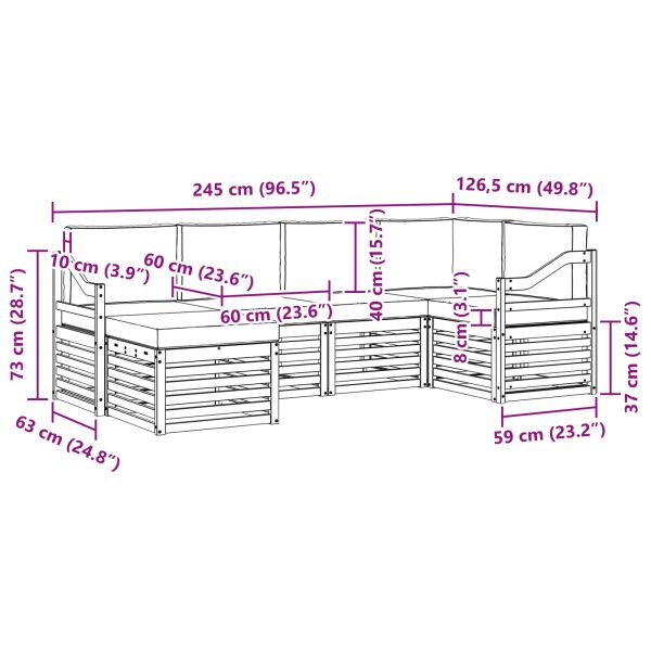 Комплекти дивани 6 pcs Натурален и Крема Солидно акациево дърво