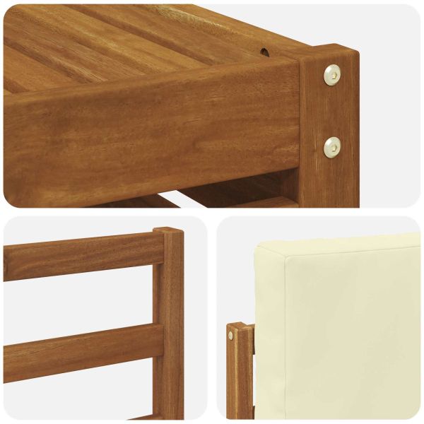 Комплекти дивани 7 pcs Натурален и Крема Солидно акациево дърво