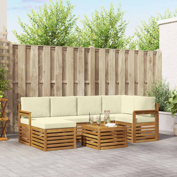 Комплекти дивани 7 pcs Натурален и Крема Солидно акациево дърво