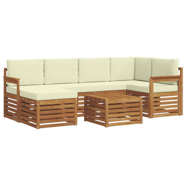 Комплекти дивани 7 pcs Натурален и Крема Солидно акациево дърво