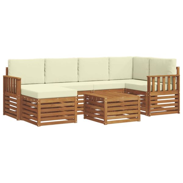 Комплекти дивани 7 pcs Натурален и Крема Солидно акациево дърво