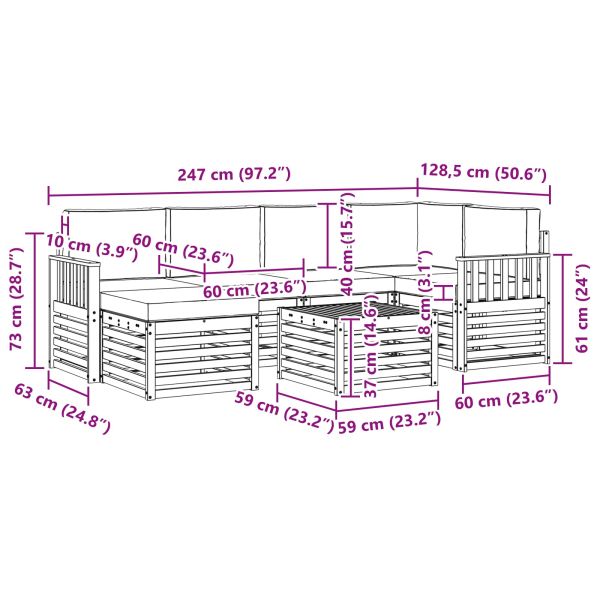 Комплекти дивани с възглавница 7 pcs Естествено и светло сиво