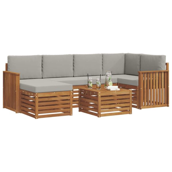 Комплекти дивани с възглавница 7 pcs Естествено и светло сиво