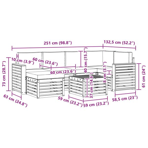 Комплекти дивани 7 pcs Натурален и Крема Солидно акациево дърво
