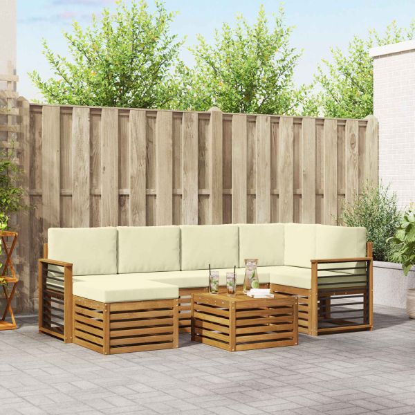 Комплекти дивани 7 pcs Натурален и Крема Солидно акациево дърво