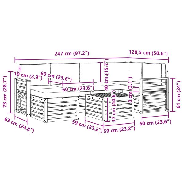Комплекти дивани 7 pcs Натурален и Крема Солидно акациево дърво