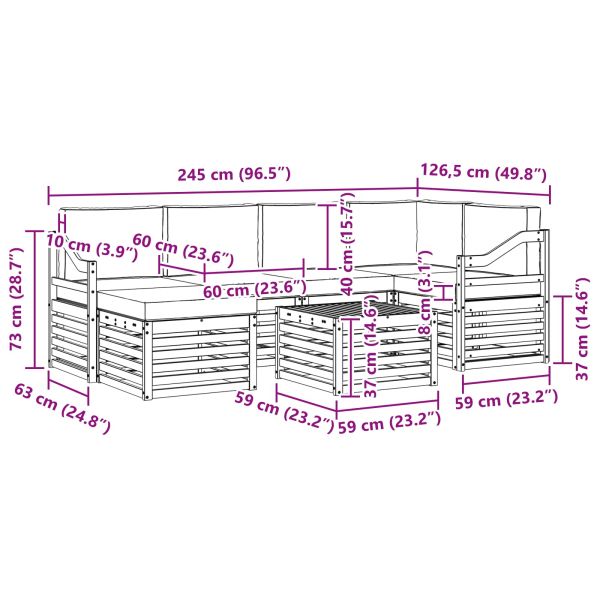 Комплекти дивани 7 pcs Натурален и Крема Солидно акациево дърво