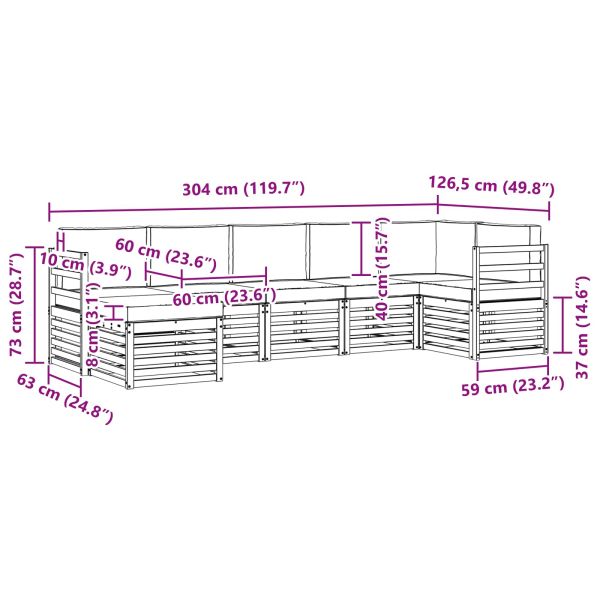 Комплекти дивани 7 pcs Натурален и Бежов Солидно акациево дърво