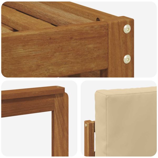 Комплекти дивани 7 pcs Натурален и Бежов Солидно акациево дърво