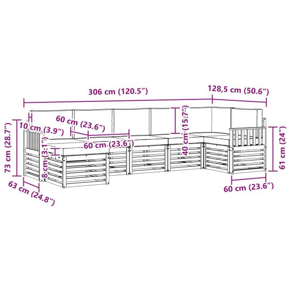 Комплекти дивани 7 pcs Натурален и Бежов Солидно акациево дърво