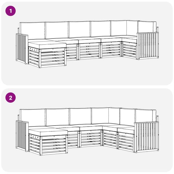 Комплекти дивани 7 pcs Натурален и Крема Солидно акациево дърво