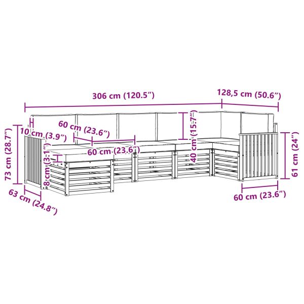 Комплекти дивани с възглавница 7 pcs Естествено и светло сиво