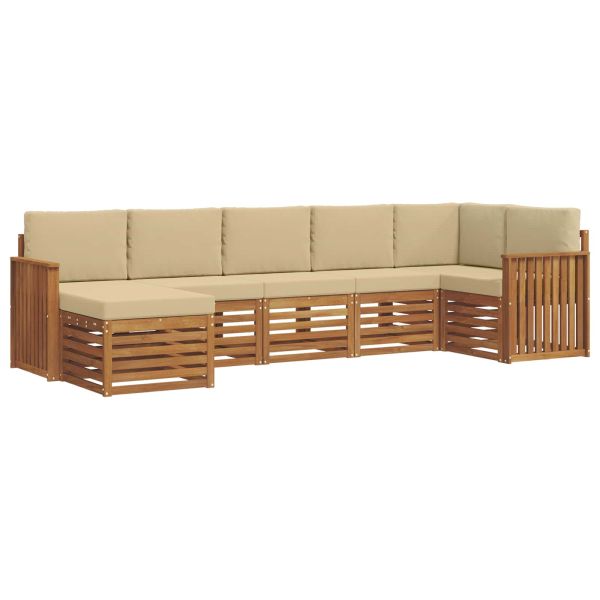 Комплекти дивани 7 pcs Натурален и Бежов Солидно акациево дърво