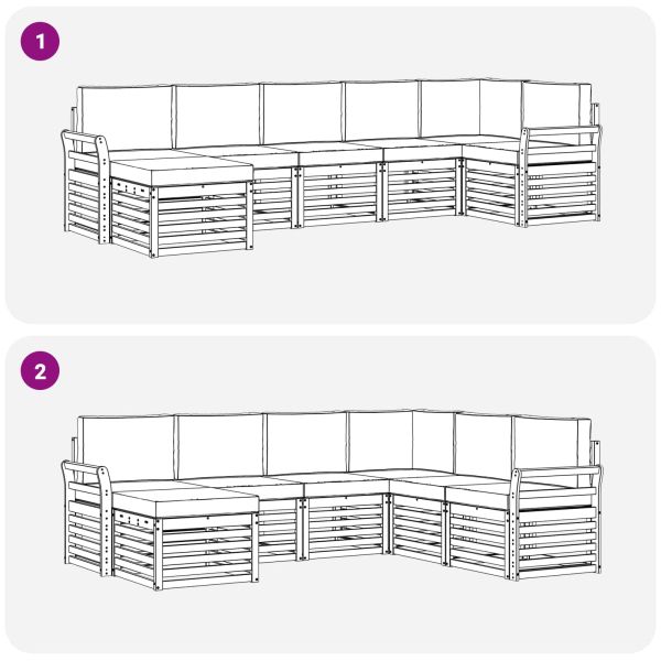 Комплекти дивани с възглавница 7 pcs Естествено и светло сиво