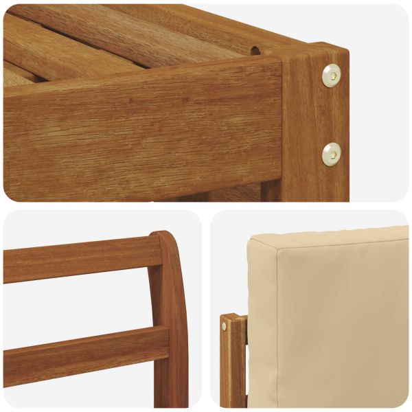 Комплекти дивани 7 pcs Натурален и Бежов Солидно акациево дърво