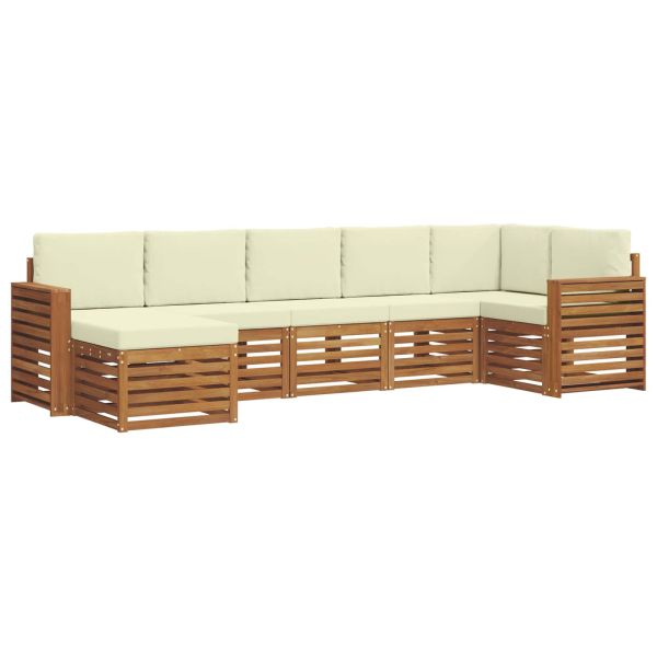 Комплекти дивани 7 pcs Натурален и Крема Солидно акациево дърво