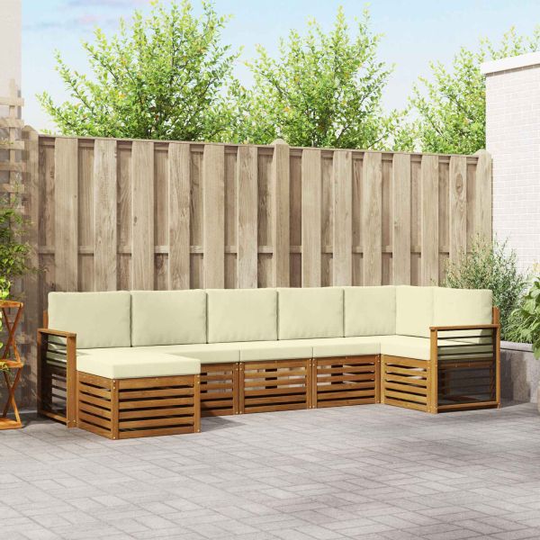 Комплекти дивани 7 pcs Натурален и Крема Солидно акациево дърво