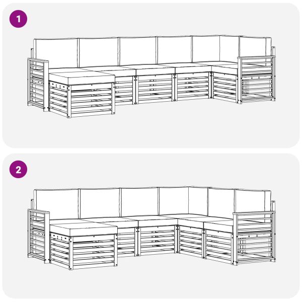 Комплекти дивани с възглавница 7 pcs Естествено и светло сиво