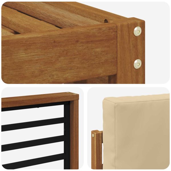 Комплекти дивани 7 pcs Натурален и Бежов Солидно акациево дърво