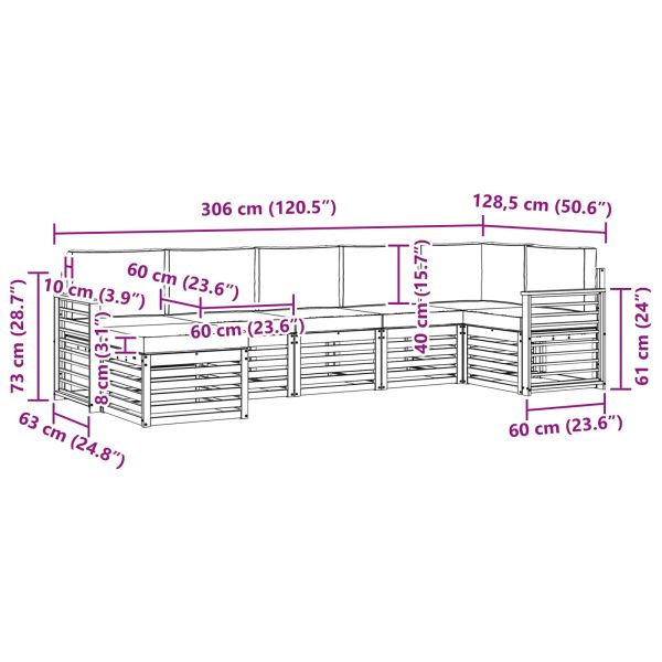 Комплекти дивани 7 pcs Натурален и Бежов Солидно акациево дърво