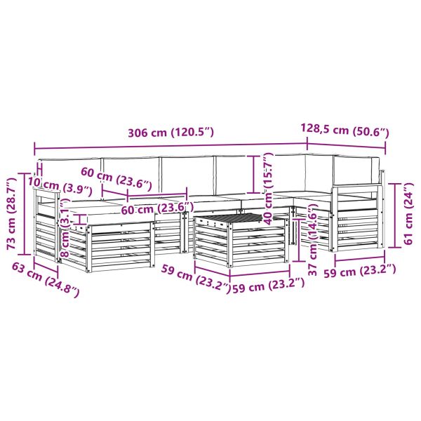 Комплекти дивани с възглавница 8 pcs Естествено и светло сиво
