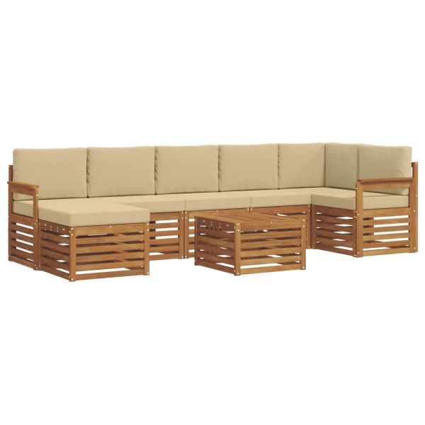 Комплекти дивани 8 pcs Натурален и Бежов Солидно акациево дърво