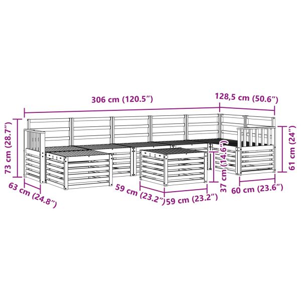 Комплекти дивани 8 pcs Естествен Солидно акациево дърво