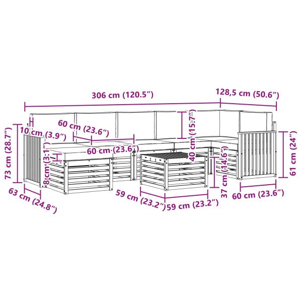 Комплекти дивани с възглавница 8 pcs Натурален и Антрацит