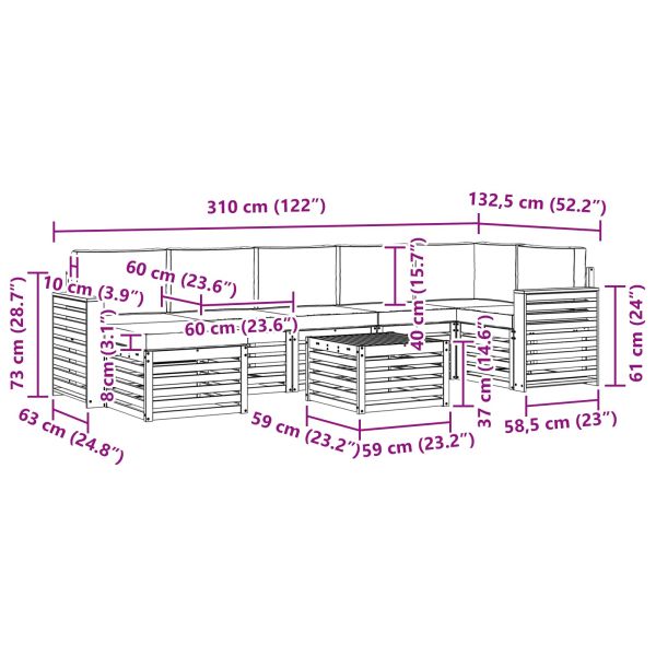 Комплекти дивани с възглавница 8 pcs Естествено и светло сиво