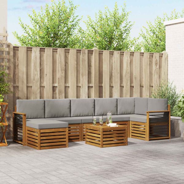 Комплекти дивани с възглавница 8 pcs Естествено и светло сиво