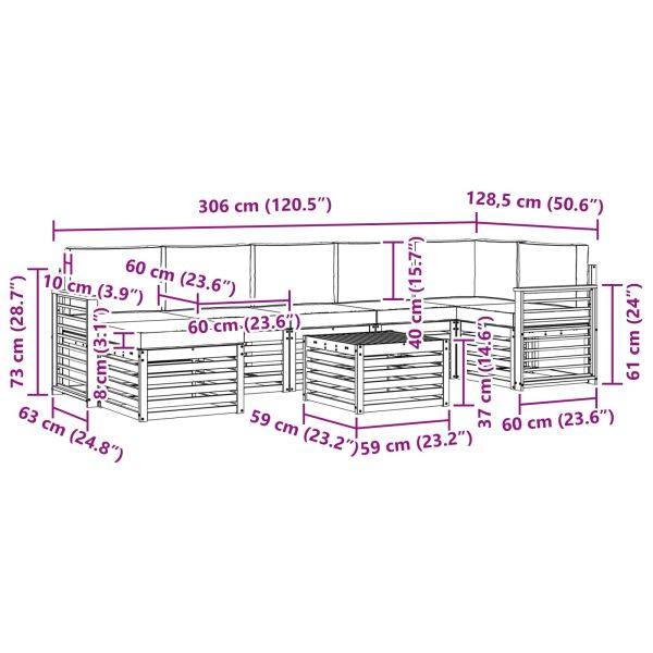 Комплекти дивани с възглавница 8 pcs Естествено и светло сиво
