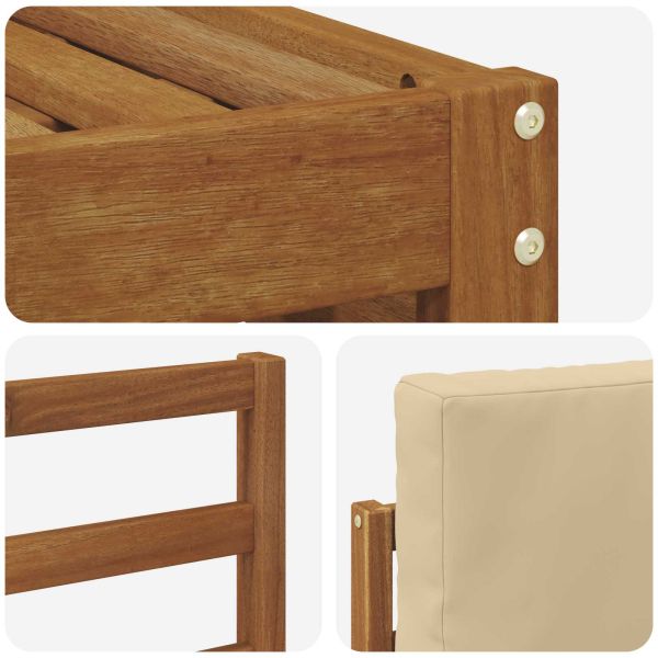 Комплекти дивани 6 pcs Натурален и Бежов Солидно акациево дърво