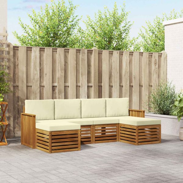 Комплекти дивани 6 pcs Натурален и Крема Солидно акациево дърво