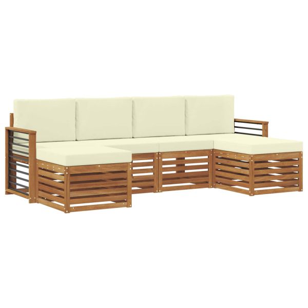Комплекти дивани 6 pcs Натурален и Крема Солидно акациево дърво