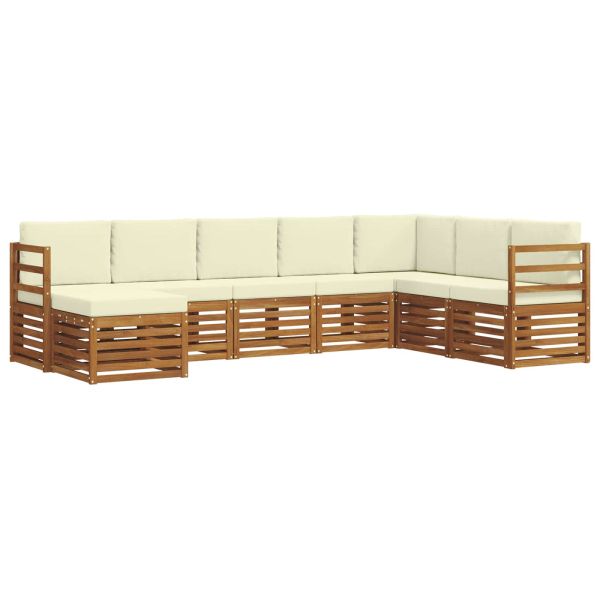 Комплекти дивани 8 pcs Натурален и Крема Солидно акациево дърво