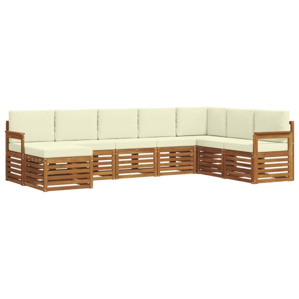 Комплекти дивани 8 pcs Натурален и Крема Солидно акациево дърво