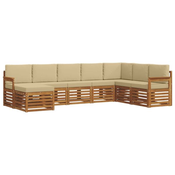 Комплекти дивани 8 pcs Натурален и Бежов Солидно акациево дърво