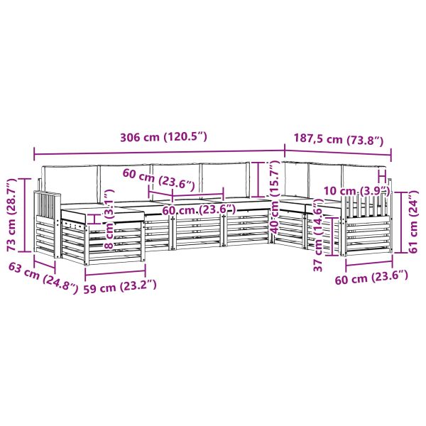Комплекти дивани 8 pcs Натурален и Крема Солидно акациево дърво