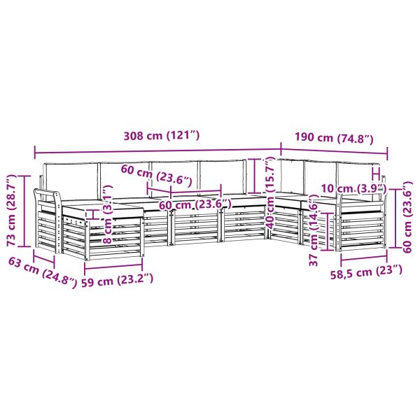 Комплекти дивани с възглавница 8 pcs Естествено и светло сиво