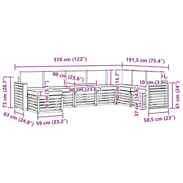 Комплекти дивани с възглавница 8 pcs Естествено и светло сиво