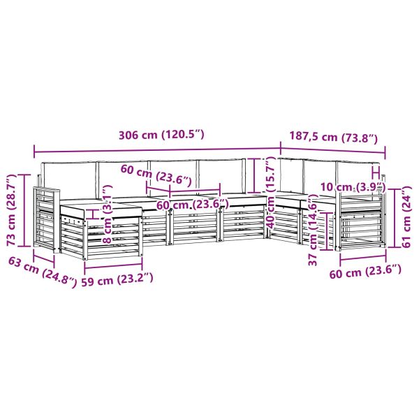 Комплекти дивани с възглавница 8 pcs Естествено и светло сиво