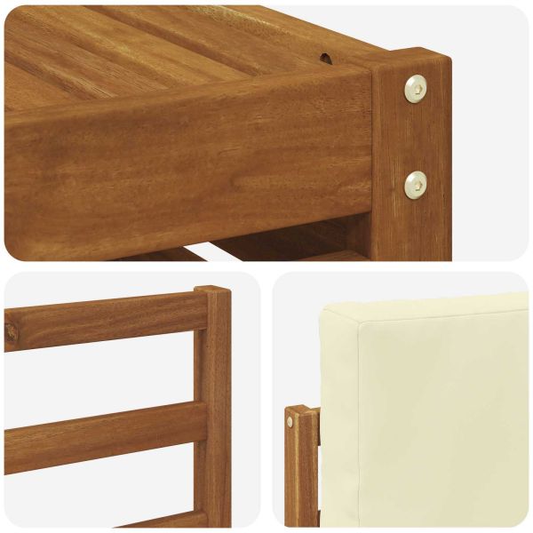 Комплекти дивани 9 pcs Натурален и Крема Солидно акациево дърво