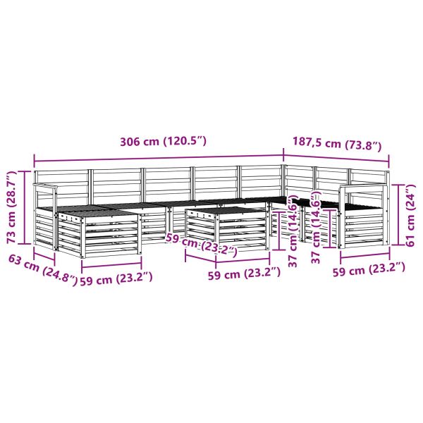 Комплекти дивани Естествен Солидно акациево дърво