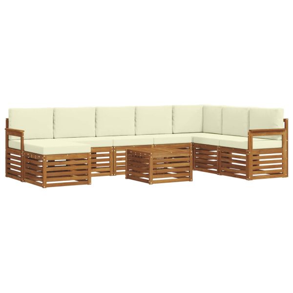 Комплекти дивани 9 pcs Натурален и Крема Солидно акациево дърво