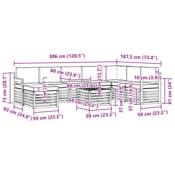 Комплекти дивани с възглавница 9 pcs Естествено и светло сиво