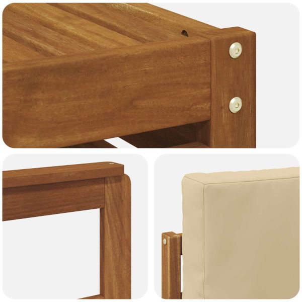 Комплекти дивани 9 pcs Натурален и Бежов Солидно акациево дърво