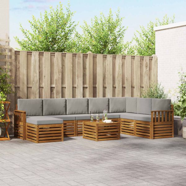 Комплекти дивани с възглавница 9 pcs Естествено и светло сиво