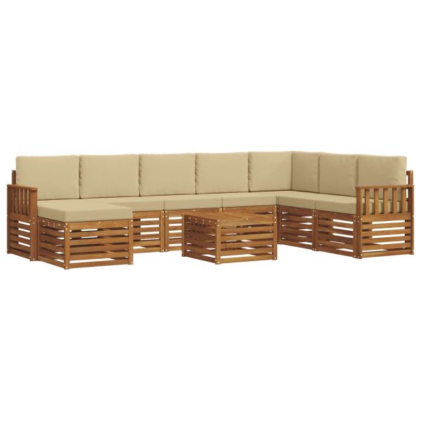Комплекти дивани 9 pcs Натурален и Бежов Солидно акациево дърво
