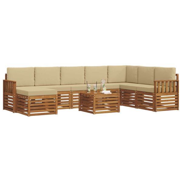 Комплекти дивани 9 pcs Натурален и Бежов Солидно акациево дърво